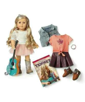 American Girl TENNEY DOLL Bundle Accessory Deluxe gift set 2 outfits guitar book