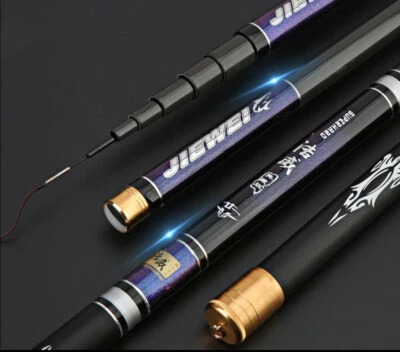 Caña de Pescar Fibra de Carbono Telescópica Caña de Pescar Corriente Caña de Mano 3.6M-6.3M Carpa Foto 1 de 4