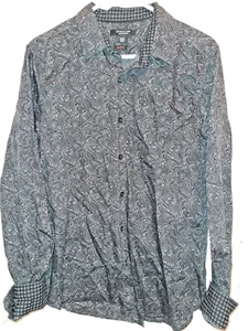 Structure Collection Button Down Shirt Mens Size Medium Black Paisley - Picture 1 of 7