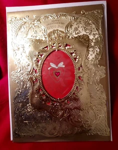 Vintage Hallmark Valentinstag Grußkarte verziert Goldfolie 3D❤️ Gem Darling - Bild 1 von 3