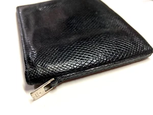 GUCCI VINTAGE PYTHON SNAKE SKIN PVC WALLET LOGO BUCKLE BIFOLD PURSE ITALY BLACK - Picture 1 of 24