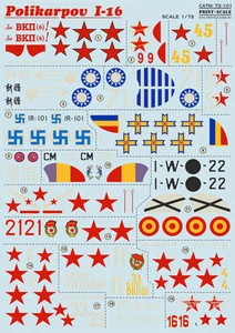 Aufkleber für Polikarpov I-16 (Aircraft Wet Decal) Maßstab 1/72 Print Scale 72-101 - Bild 1 von 12