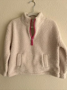 Kids Gap Sweater Jacket Beige Pink Zipper Size 6-7 Small Turtleneck Sweater - Picture 1 of 5