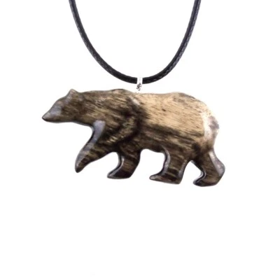 Collar de oso polar, colgante de animal tótem de oso de madera tallado a mano, joyería de madera Foto 1 de 4