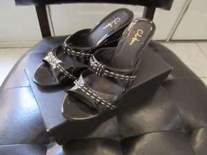 Cole Haan Trina Slide Sandal Shoe With Box & Shoe Bag Chocolate patent Size 7.5 - Picture 1 of 5