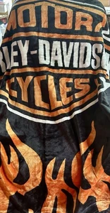 Harley Davidson Plüsch Nerz Decke 2 Ply QUEEN Größe 7’ X 6’ Flammen - Brandneu - Bild 1 von 10