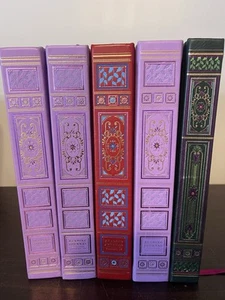Lot of 5 Leather Hardcover Books DECOR purple/red/green reading journals - Picture 1 of 2