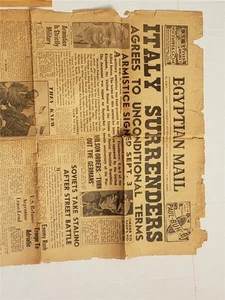 Antique 1943 Cairo Egypt Egyptian Mail ITALY SURRENDERS Newspaper News OLD - Picture 1 of 6