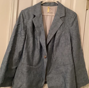 Blazer Loft Übergröße 18 Jeansfarbe, gefüttert, ein Knopf Viskosemischung - Bild 1 von 6