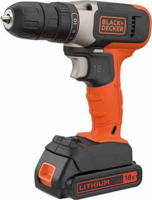 Black + Decker Cordless Hammer Drill with Battery, Charger & Bits 18V BDP0304 - Image 1 of 4