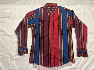 Vintage Wrangler Brushpopper 90s Cowboy Rodeo Western Striped Large XLong Tails - Picture 1 of 12