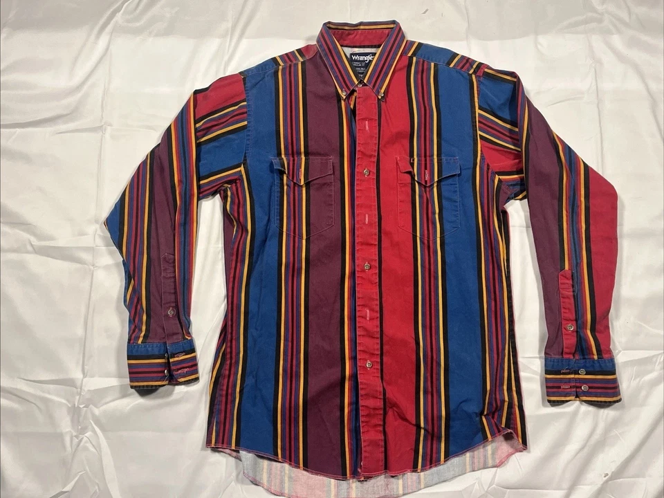 Vintage Wrangler Brushpopper 90s Cowboy Rodeo Western Striped Large XLong Tails - Image 1 of 4