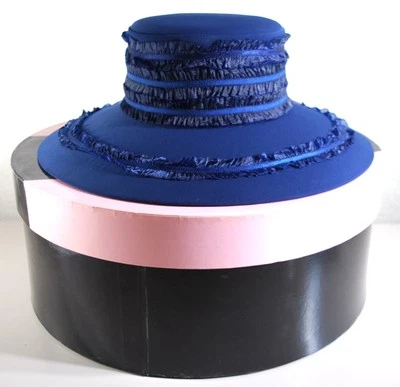 Sombrero Derby Iglesia Vintage CHAMPAGNE ITALY Azul Marino Para Mujer (2449B) NUEVO CON CAJA Foto 1 de 4