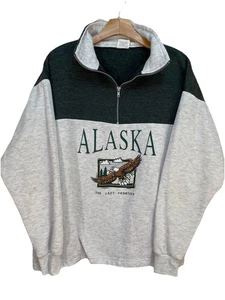Vintage 1992 Alaska Eagle Sweatshirt L USA Made 50/50 Pullover Last Frontier 90s - Picture 1 of 9