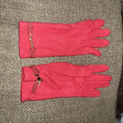 Guantes de Conducción Años 80 Jennifer Moore Macy's Cadena Roja Lana de Cordero Elastizados Otoño De Colección Foto 1 de 4