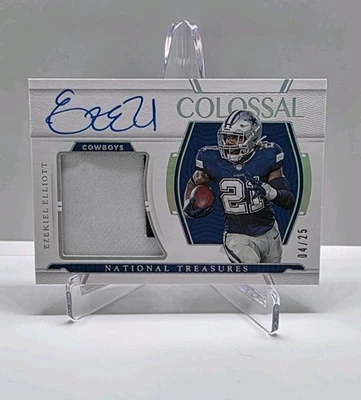 2021 National Treasures Colossal Ezekiel Elliott On Card Auto Patch /25 Cowboys - Image 1 of 2