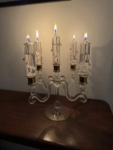 Vintage 5 Docht Glas Kerzenleuchter klar gold Tropf Öllampe Kerzenleuchter - Bild 1 von 4
