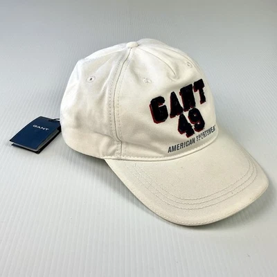 Gorra blanca con correa de cuero ajustable GANT 49 American Sportswear - Nueva con etiquetas Foto 1 de 4