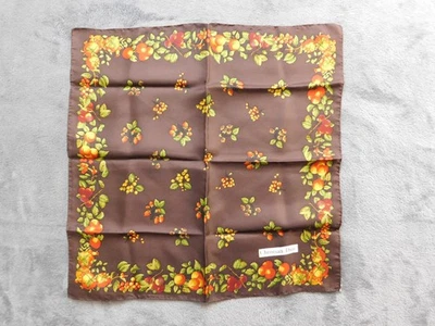 Bufanda vintage Christian Dior para mujer marrón seda fruta estampado floral hecha en Italia años 70 Foto 1 de 4