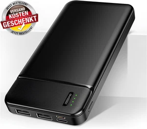 Power Bank 10000mAh mit 2x USB-Ausgang Schnell ladung+kabel ZusatzAkku - Bild 1 von 6