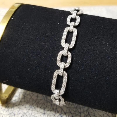 Brazalete de eslabones de diamantes QVC Affinity plata de ley 7,25" de largo 925 Foto 1 de 4