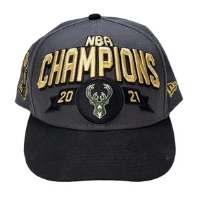 New Era Milwaukee Bucks 2021 NBA Champions 9FIFTY Snapback Hat Cap Gray Black - Picture 1 of 9