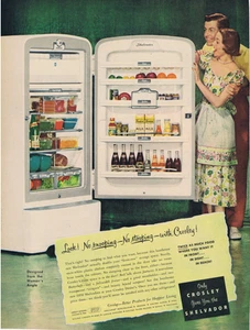 1950 Crosley Shelvador Refrigerator 50's wife husband PEPSI Hires Pyrex Print Ad - Picture 1 of 1