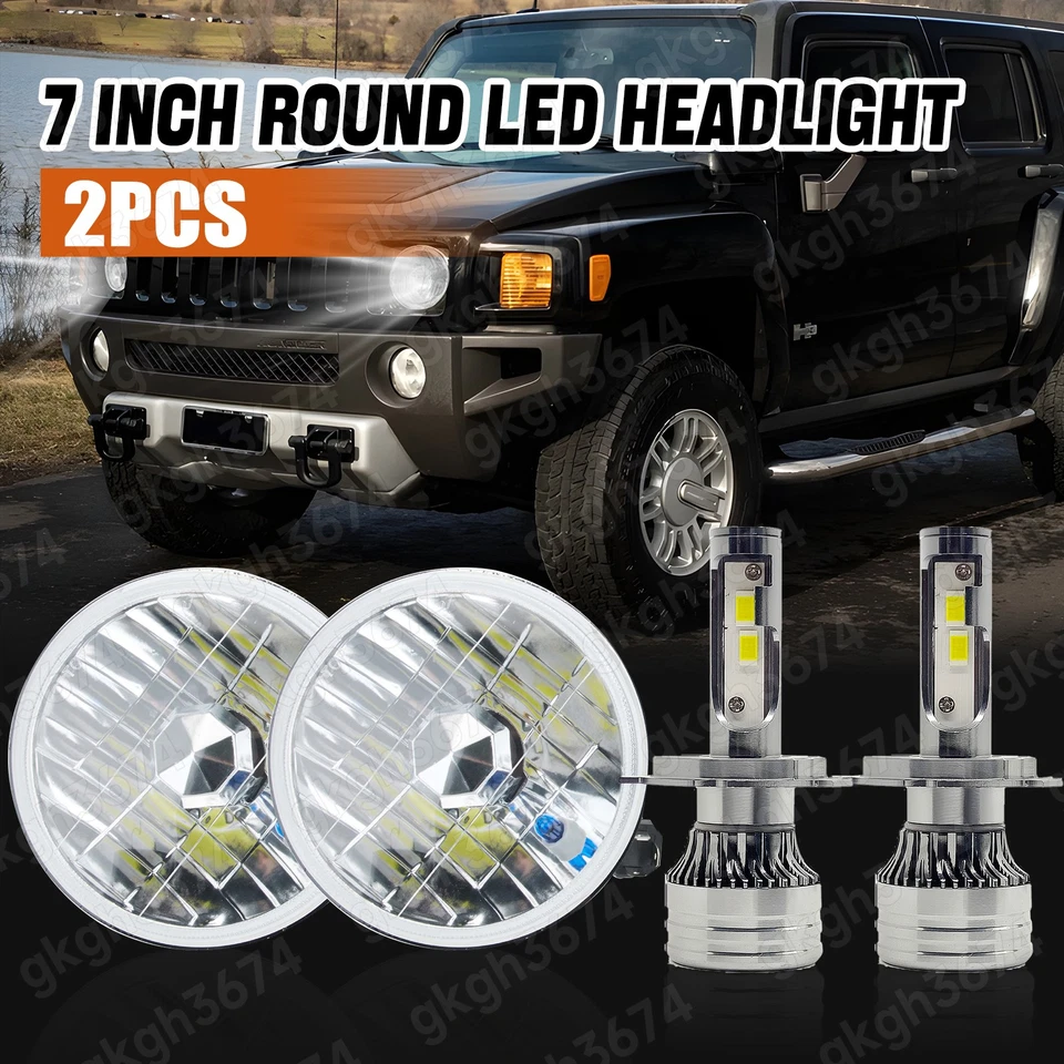 Faros LED redondos de 7 pulgadas lente de vidrio y bombillas H4 EE. UU. para Ford Deluxe 1939-51 Foto 1 de 4