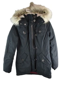 HOLLISTER Black Padded Jacket size XS Womens Full Zip Hooded Parka Casual - Picture 1 of 8