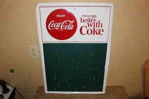 Vintage c.1960 Drink Coca Cola Soda Pop 28" Embossed Metal Menu Board Sign - Picture 1 of 7