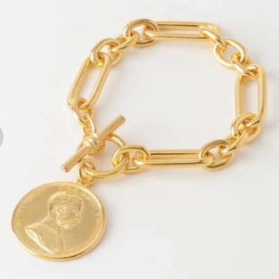 Ben Amun Gold Tone Volume Coin Bracelet with Bag - Image 1 of 4