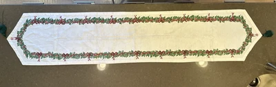 Christmas Holly, Bows & Snowflake Table Runner 70 x 14 - Image 1 of 3