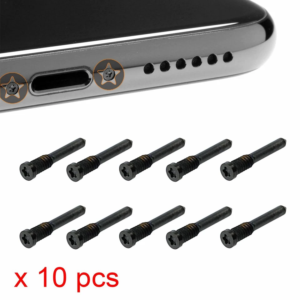 10 X BLACK Bottom Pentalobe Torx Screws for Apple iPhone X XR XS & XS MAX - Image 1 of 1