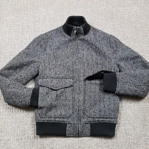 Chaqueta Express Para Hombre XS Negra Lana Espiga Bombardero Cremallera Completa - Imagen 1 de 11