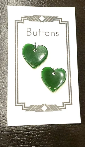 Antique Green Bakelite Heart Buttons Cover