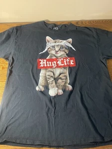 DOM Shirt, Men's Size XL Black, Cats HUG LIFE Print - Picture 1 of 5