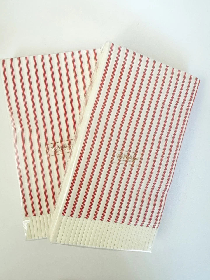 Pack de 2 servilletas de fiesta con flecos a rayas rojas de Navidad de 24 quilates cada una Foto 1 de 3