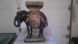 Elephant Standing on a Pedestal, Black and Gold, Vintage Piece - Picture 1 of 5