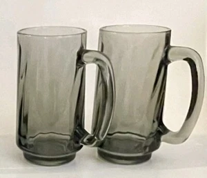 Vintage MCM LIBBEY Optic Swirl Rauch Bierkrüge  - Bild 1 von 6