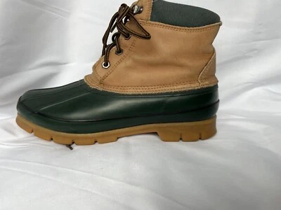 Lands End Hombres 7 Mujeres 9 Botas Tostado Verde Pato Aislante Impermeable Usadas en Excelente Condición Foto 1 de 4