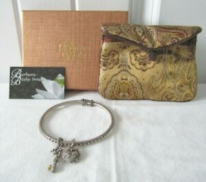 Barbara Bixby Sterling Silver/18K Gold 8" Bangle Bracelet w/Lock & Key Charms
