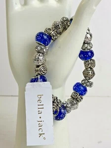 Pulsera Bella Jack Cuentas Elásticas Cuentas Azul y Plata Estrás Nueva con Etiquetas  - Imagen 1 de 5