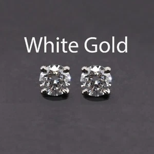 Aretes redondos de diamantes cultivados en laboratorio de 4 mm, 0,52 quilates en oro blanco de 14 k (53411) - Imagen 1 de 4