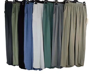 Pleated Wide Leg Trouser Lightweight Palazzo Pants Elasticated Waist & Pockets. - Picture 1 of 9