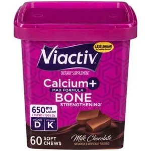 VIACTIV Calcium Chews CHOCOLATE 60ct PHARMACY FRESH ^ - Picture 1 of 1