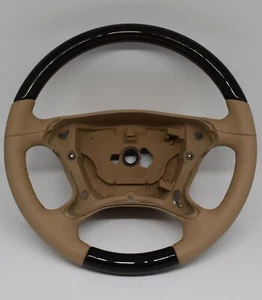 Original Mercedes R230 SL Holzlenkrad Beige Lenkrad Leder - Picture 1 of 3