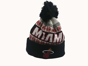 Miami Heat Official NBA Adidas Kids Boys (8-20) OSFM Winter Pom Knit Beanie Hat