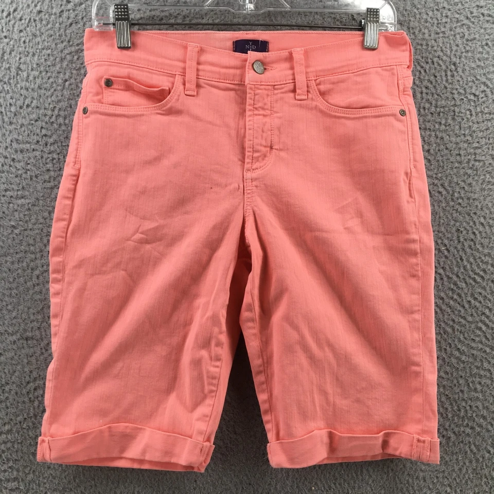 NYDJ  Bermuda Short Womens 4 (actual 31x10.5) Pink Mid Rise Cotton Blend Zip Fly - Image 1 of 4