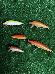 vintage rapala fishing lures lot flicker shad orange, collectable
