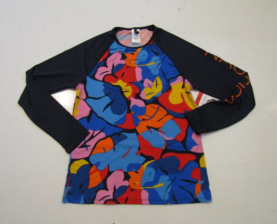 Womens NAUTICA Multi Floral Swim Shirt Sz XL UPF 30